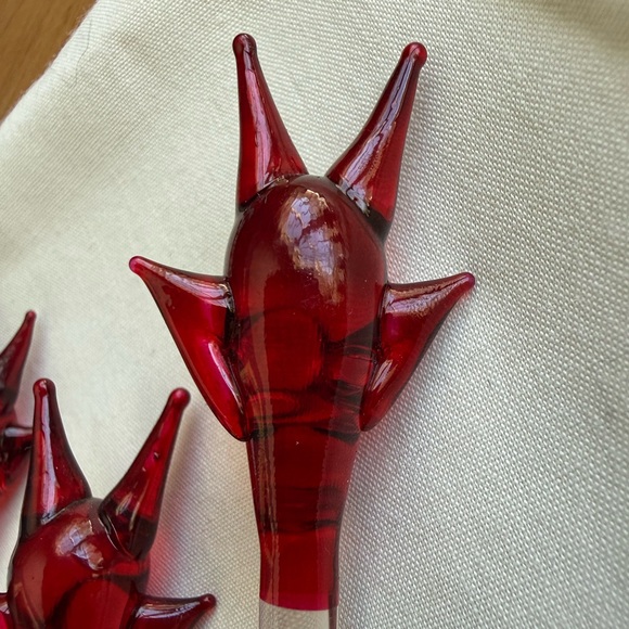 3 Hand blown Glass Devil Swizzle Sticks with Pitch Fork 👺 - Picture 11 of 16